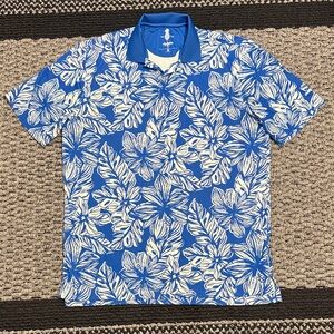 Chubbies Golf Polo Men's M Blue Floral Quick Dry Antimicrobial Stretch Resort
